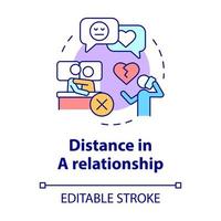 Distance in relationship concept icon. Lack of communication. Divorce reason abstract idea thin line illustration. Isolated outline drawing. Editable stroke. Roboto-Medium, Myriad Pro-Bold fonts used vector