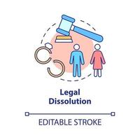 Legal dissolution concept icon. Socio-economic and cultural separation abstract idea thin line illustration. Isolated outline drawing. Editable stroke. Roboto-Medium, Myriad Pro-Bold fonts used vector