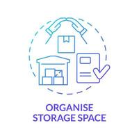 Organise storage space blue gradient concept icon. Warehouse for delivery business abstract idea thin line illustration. Isolated outline drawing. Roboto-Medium, Myriad Pro-Bold fonts used vector