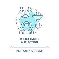 Recruitment and selection turquoise concept icon. Checking candidates. HR abstract idea thin line illustration. Isolated outline drawing. Editable stroke. Roboto-Medium, Myriad Pro-Bold fonts used vector