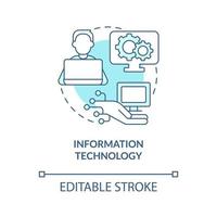 Information technology turquoise concept icon. Business management skills abstract idea thin line illustration. Isolated outline drawing. Editable stroke. Roboto-Medium, Myriad Pro-Bold fonts used vector