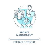 Project management turquoise concept icon. Skills for human resources abstract idea thin line illustration. Isolated outline drawing. Editable stroke. Roboto-Medium, Myriad Pro-Bold fonts used vector