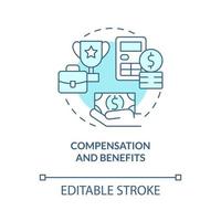 Compensation and benefits turquoise concept icon. Salary and rewards. HR abstract idea thin line illustration. Isolated outline drawing. Editable stroke. Roboto-Medium, Myriad Pro-Bold fonts used vector