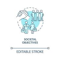 Societal objectives turquoise concept icon. Social needs and challenges. HR abstract idea thin line illustration. Isolated outline drawing. Editable stroke. Roboto-Medium, Myriad Pro-Bold fonts used vector