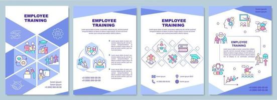 Employee training brochure template. HR department. Booklet print design with linear icons. Vector layouts for presentation, annual reports, ads. Arial-Black, Myriad Pro-Regular fonts used