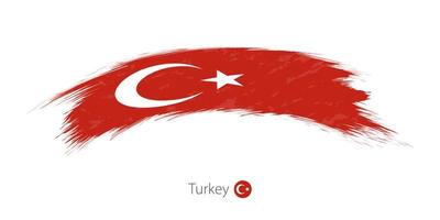 Flag of Turkey in rounded grunge brush stroke. vector