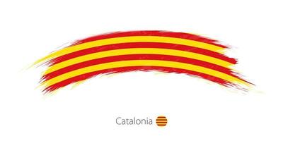 Flag of Catalonia in rounded grunge brush stroke. vector