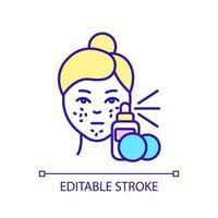 Skin problems treatment RGB color icon. Enlarged pores and acne. Skincare routine product. Isolated vector illustration. Simple filled line drawing. Editable stroke. Arial font used