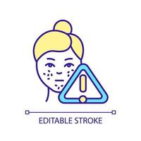 Facial skin problem prevention RGB color icon. Enlarged pores and acne. Skincare routine. Isolated vector illustration. Simple filled line drawing. Editable stroke. Arial font used