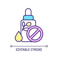 Oily skin care RGB color icon. Avoid over moisturizing. Stop oils using. Right skincare routine. Isolated vector illustration. Simple filled line drawing. Editable stroke. Arial font used