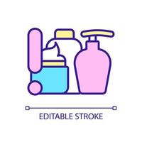 Avoid useless cosmetic products RGB color icon. Skin damage. Beauty and healthcare. Skincare routine. Isolated vector illustration. Simple filled line drawing. Editable stroke. Arial font used