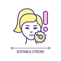 Prevent facial skin infection RGB color icon. Danger of damage. Skincare routine and healthcare. Isolated vector illustration. Simple filled line drawing. Editable stroke. Arial font used