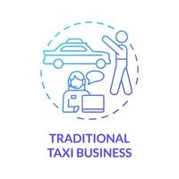 Traditional taxi business blue gradient concept icon. Standart transportation abstract idea thin line illustration. Isolated outline drawing. Roboto-Medium, Myriad Pro-Bold fonts used vector