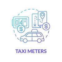 Icono de concepto de gradiente azul de taxímetros. dispositivo de cálculo. comenzar la ilustración de línea delgada de idea abstracta de negocio de entrega. dibujo de contorno aislado. roboto-medium, innumerables fuentes pro-bold utilizadas vector