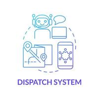 Dispatch system blue gradient concept icon. Route for transport. Starting delivery business abstract idea thin line illustration. Isolated outline drawing. Roboto-Medium, Myriad Pro-Bold fonts used vector