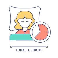 Healthy sleep pattern RGB color icon. Biological rhythms. Habit of well balanced lifestyle. Isolated vector illustration. Simple filled line drawing. Editable stroke. Arial font used