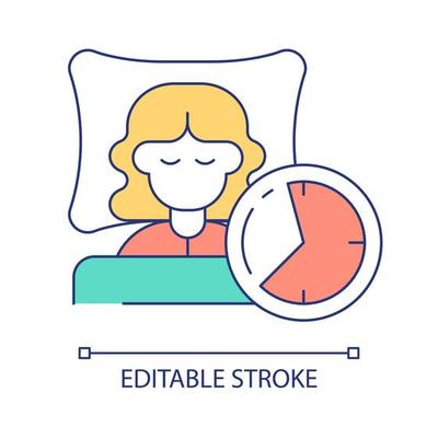 Healthy sleep pattern RGB color icon. Biological rhythms. Habit of well balanced lifestyle. Isolated vector illustration. Simple filled line drawing. Editable stroke. Arial font used