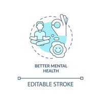 Better mental health turquoise concept icon. Awake early for mental wellness abstract idea thin line illustration. Isolated outline drawing. Editable stroke. Roboto-Medium, Myriad Pro-Bold fonts used vector