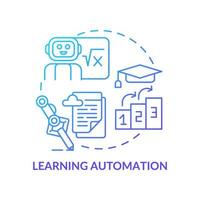 Icono de concepto de gradiente azul de automatización de aprendizaje. educación tecnología idea abstracta ilustración de línea delgada. dibujo de contorno aislado. trazo editable. roboto-medium, innumerables fuentes pro-bold utilizadas vector