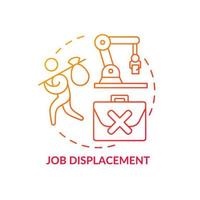 Job displacement red gradient concept icon. Automation impact on society abstract idea thin line illustration. Isolated outline drawing. Editable stroke. Roboto-Medium, Myriad Pro-Bold fonts used vector