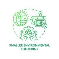 Smaller environmental footprint green gradient concept icon. Sustainability abstract idea thin line illustration. Isolated outline drawing. Editable stroke. Roboto-Medium, Myriad Pro-Bold fonts used vector