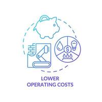 Lower operating costs blue gradient concept icon. Industrial automation abstract idea thin line illustration. Isolated outline drawing. Editable stroke. Roboto-Medium, Myriad Pro-Bold fonts used vector