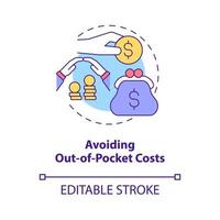 Avoiding out of pocket costs concept icon. Corporate insurance abstract idea thin line illustration. Isolated outline drawing. Editable stroke. Roboto-Medium, Myriad Pro-Bold fonts used vector