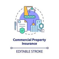 Commercial property insurance concept icon. Corporate insurance abstract idea thin line illustration. Isolated outline drawing. Editable stroke. Roboto-Medium, Myriad Pro-Bold fonts used vector