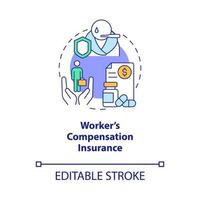 Workers compensation insurance concept icon. Corporate insurance abstract idea thin line illustration. Isolated outline drawing. Editable stroke. Roboto-Medium, Myriad Pro-Bold fonts used vector