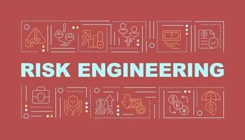 Risk engineering word concepts red banner. Safety claim. Infographics with linear icons on background. Isolated typography. Vector outline color illustration with text. Arial-Black font used