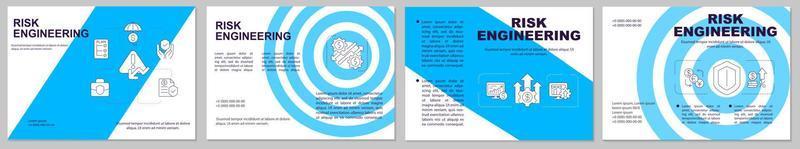 plantilla de folleto azul de ingeniería de riesgos. seguridad de la cobertura. diseño de impresión de folletos con iconos lineales. diseños vectoriales para presentación, informes anuales, anuncios. arial, innumerables fuentes pro-regulares utilizadas vector