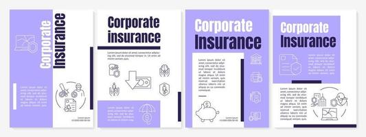 Corporate insurance purple brochure template. Company claim. Booklet print design with linear icons. Vector layouts for presentation, annual reports, ads. Anton-Regular, Lato-Regular fonts used