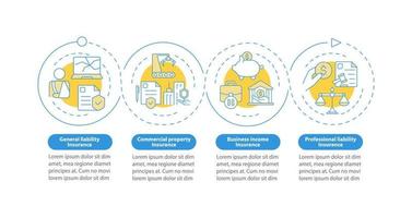 Coverage types blue circle infographic template. Insurance service. Data visualization with 4 steps. Process timeline info chart. Workflow layout with line icons. Myriad Pro-Bold, Regular fonts used vector