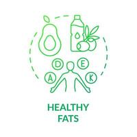 Healthy fats green gradient concept icon. Natural products for strong health abstract idea thin line illustration. Isolated outline drawing. Roboto-Medium, Myriad Pro-Bold fonts used vector