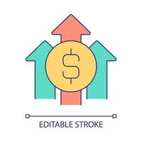 Capital growth RGB color icon. Money savings. Successful investment. Financial stability. Isolated vector illustration. Simple filled line drawing. Editable stroke. Arial font used