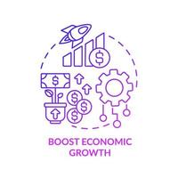 Boost economic growth purple gradient concept icon. Automation advantages abstract idea thin line illustration. Isolated outline drawing. Editable stroke. Roboto-Medium, Myriad Pro-Bold fonts used vector