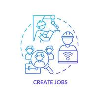 Create jobs blue gradient concept icon. Workplaces. Automation advantages abstract idea thin line illustration. Isolated outline drawing. Editable stroke. Roboto-Medium, Myriad Pro-Bold fonts used vector