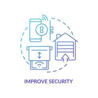 Improve security blue gradient concept icon. Reasons for home automation abstract idea thin line illustration. Isolated outline drawing. Editable stroke. Roboto-Medium, Myriad Pro-Bold fonts used vector