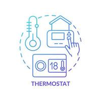 icono de concepto de gradiente azul del termostato. hogar inteligente. Ilustración de línea delgada de idea abstracta de automatización diaria. dibujo de contorno aislado. trazo editable. roboto-medium, innumerables fuentes pro-bold utilizadas vector