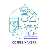 Coffee maker blue gradient concept icon. Home devices. Daily automation abstract idea thin line illustration. Isolated outline drawing. Editable stroke. Roboto-Medium, Myriad Pro-Bold fonts used vector