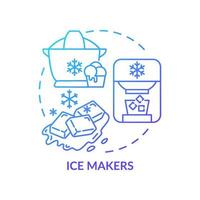 Ice makers blue gradient concept icon. Home devices. Daily automation abstract idea thin line illustration. Isolated outline drawing. Editable stroke. Roboto-Medium, Myriad Pro-Bold fonts used vector