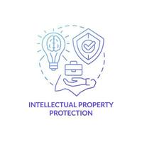 icono de concepto de gradiente azul de protección de propiedad intelectual. proteger los secretos comerciales idea abstracta ilustración de línea delgada. dibujo de contorno aislado. roboto-medium, innumerables fuentes pro-bold utilizadas vector