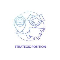 Strategic position blue gradient concept icon. Reason to start business in Singapore abstract idea thin line illustration. Isolated outline drawing. Roboto-Medium, Myriad Pro-Bold fonts used vector