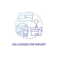 No license for import blue gradient concept icon. Routine examination absence abstract idea thin line illustration. Isolated outline drawing. Roboto-Medium, Myriad Pro-Bold fonts used vector