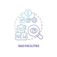 Research and development facilities blue gradient concept icon. Business environment in India abstract idea thin line illustration. Isolated outline drawing. Roboto-Medium, Myriad Pro-Bold fonts used vector