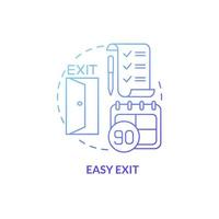 Easy exit blue gradient concept icon. Business incentive in India abstract idea thin line illustration. Planning exit strategy. Isolated outline drawing. Roboto-Medium, Myriad Pro-Bold fonts used vector