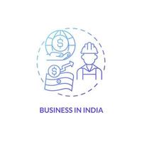 Business in India blue gradient concept icon. Economic development abstract idea thin line illustration. Labor market. Isolated outline drawing. Roboto-Medium, Myriad Pro-Bold fonts used vector