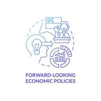 Forward-looking economic policies blue gradient concept icon. Equitable economic growth abstract idea thin line illustration. Isolated outline drawing. Roboto-Medium, Myriad Pro-Bold fonts used