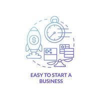 Easy to start business blue gradient concept icon. Reason to start business in Singapore abstract idea thin line illustration. Isolated outline drawing. Roboto-Medium, Myriad Pro-Bold fonts used vector