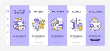 Business benefits in India purple and white onboarding template. Easy exit. Responsive mobile website with linear concept icons. Web page walkthrough 5 step screens. Lato-Bold, Regular fonts used vector